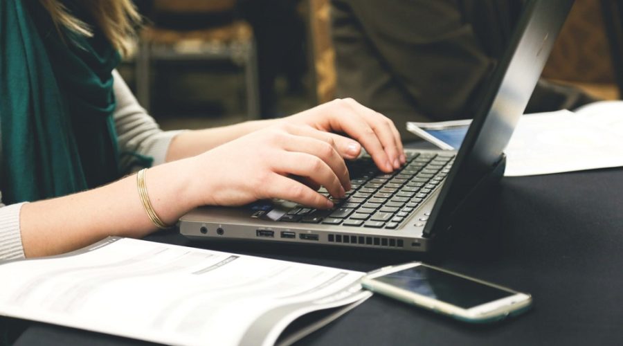 woman typing